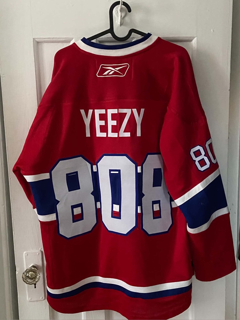 Original Reebok Habs Montreal Canadiens home Jersey with YEEZY 808 Back Print
